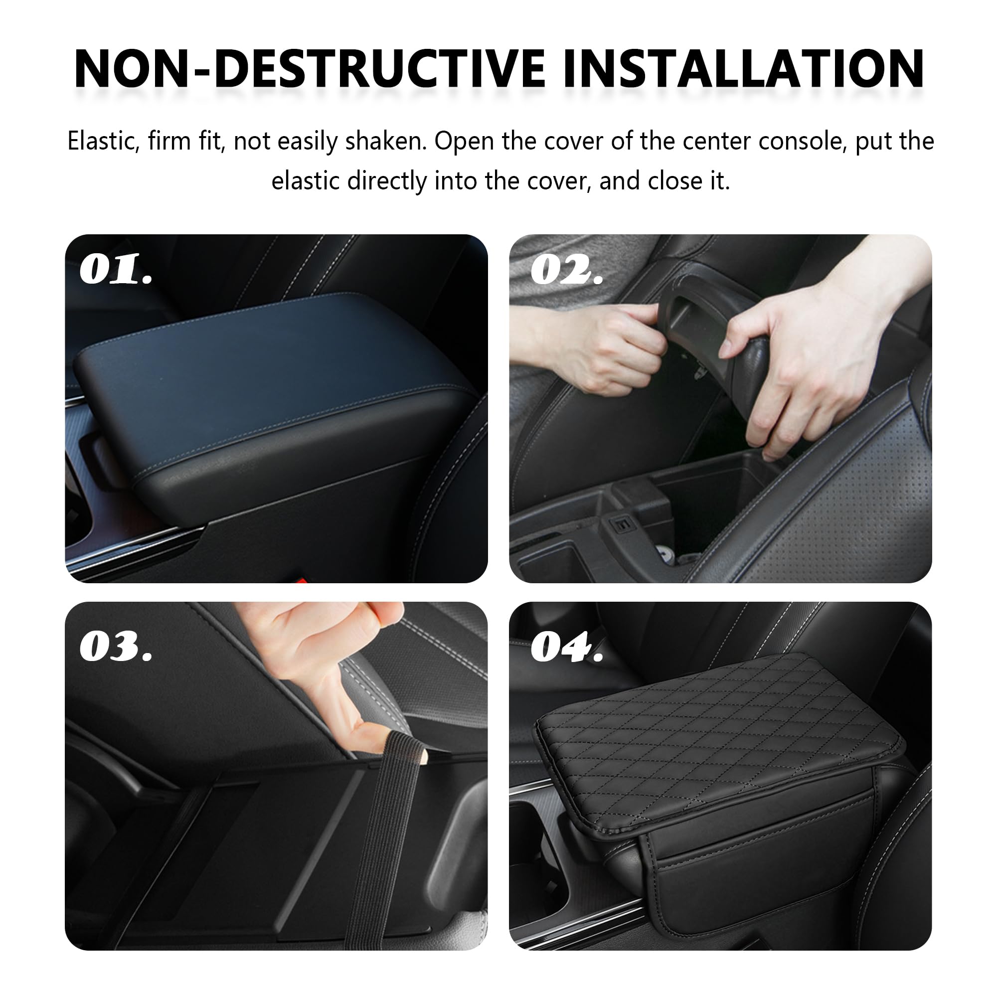 Stacool Upgraded Car Center Console Cover,Microfiber Leather Car Armrest Cover Cushion with 2 Storage Bags,Universal Car Armrest Storage Box (Brown) view 5