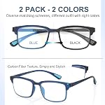 CARA 2 Pack Progressive Multifocus Reading Glasses, Flexible Lightweight TR90 Frame Blue Light Blocking Computer Readers, Workspace for Near Range (C1, 2.50)