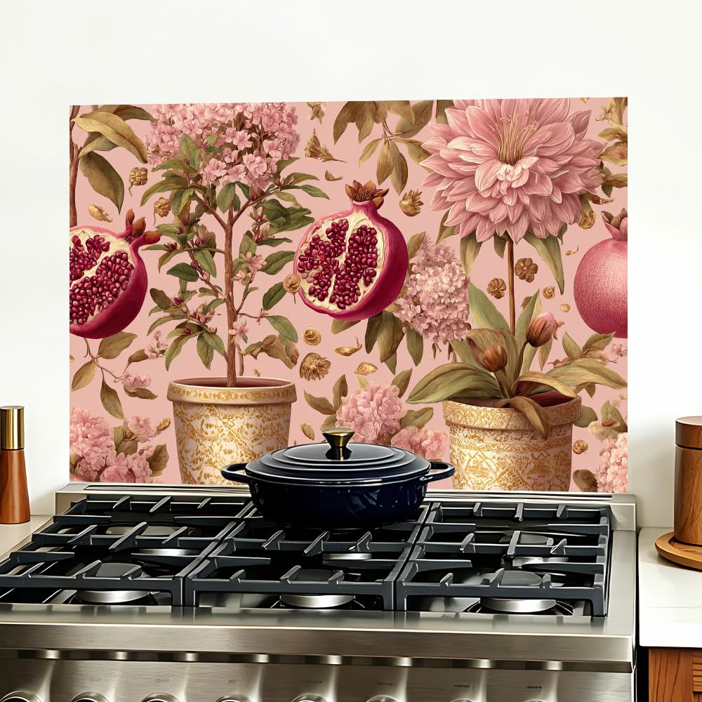 Pomegranate Botanical Backsplash Peel and Stick, 35.4x23.6 in