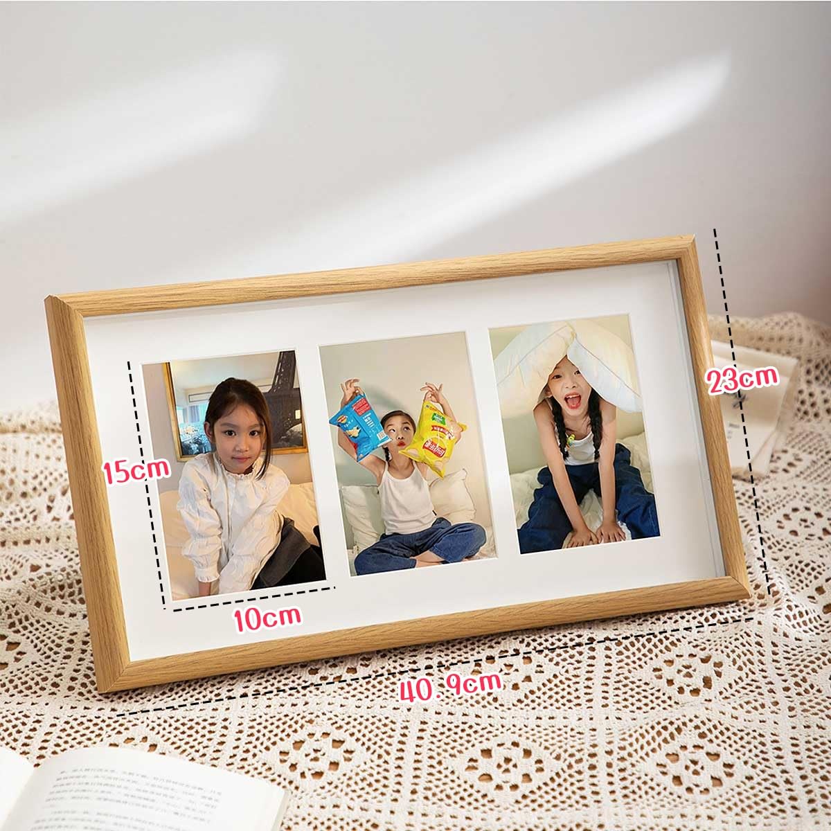 Amazon.co.jp: フォトフレーム 木製 L判 KG判 3面 複数枚 額縁 写真