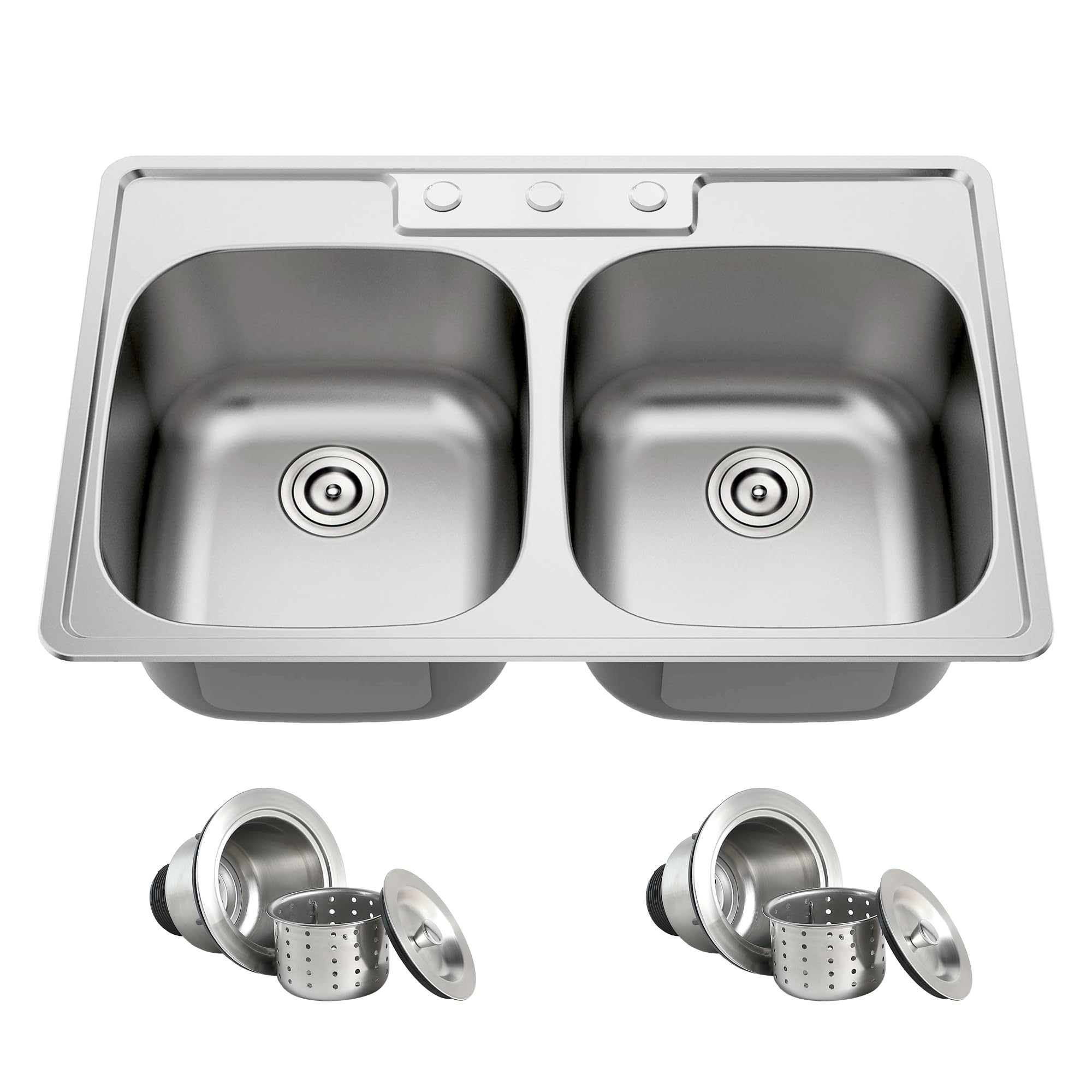 ⭐︎mai Blenzia 33x22 Drop In Double Bowl Kitchen Sink 33 Inch 50/50