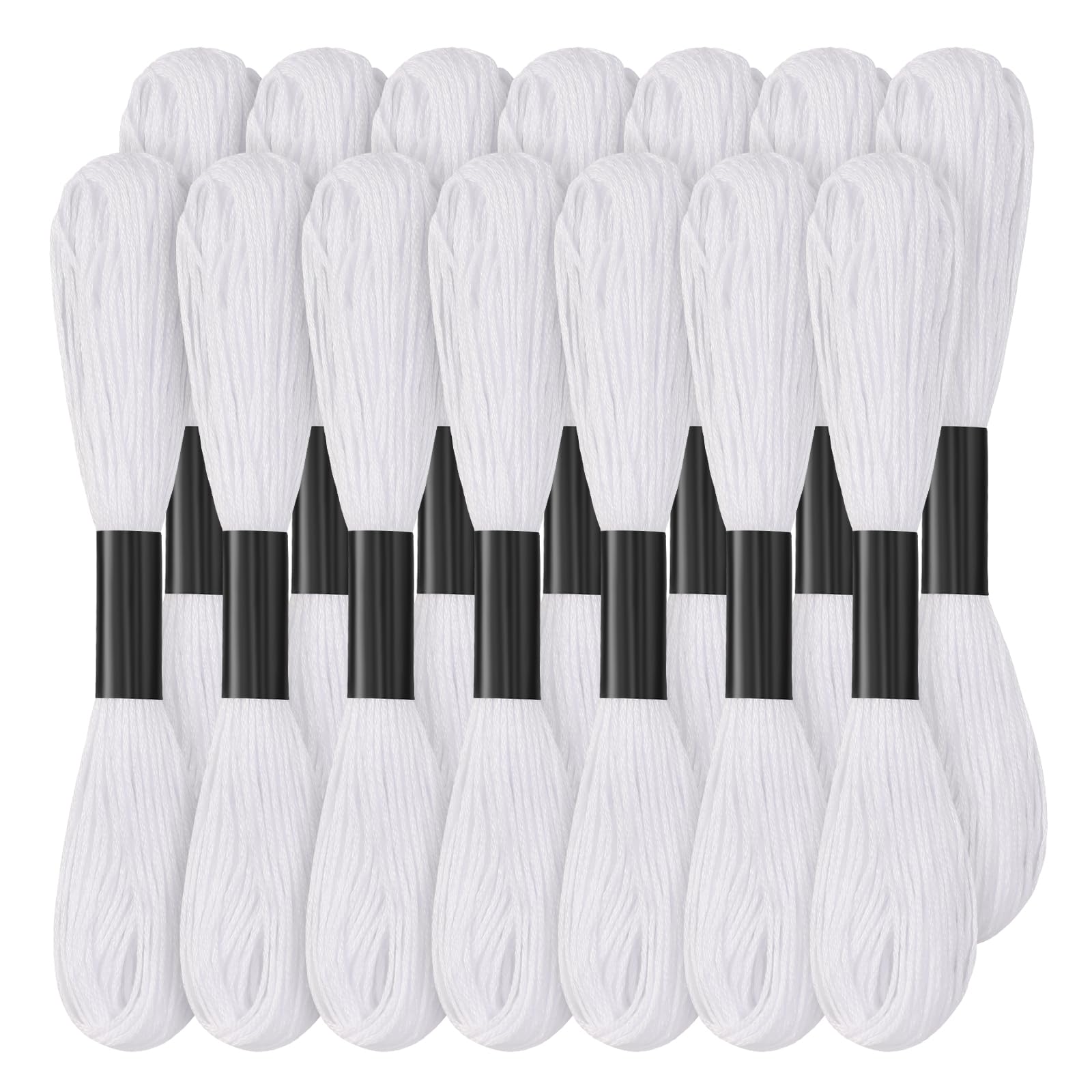 14 Stränge Weißes Stickgarn Set, 120 Yards Stickgarn Weiß Strickgarn Kreuzstich Garn Ideal für Freundschaftsarmbänder und Stickarbeiten