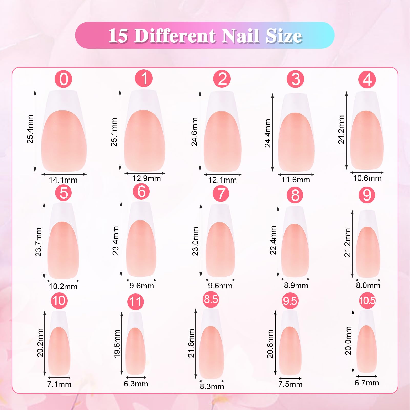 JSRQT 240Pcs French Gel False Nails, Long Coffin Full Cover Artificial French Tip Fake Nails - Image 3