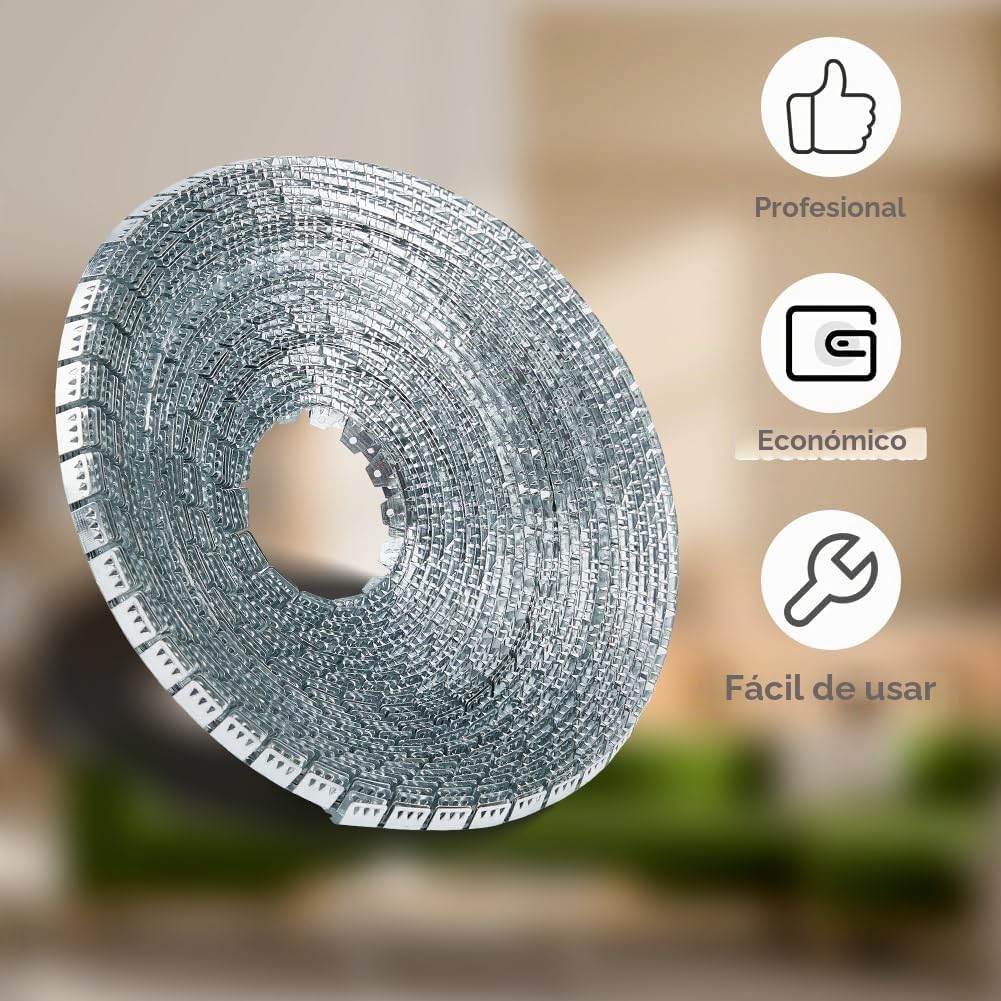 SUPERFINDINGS Tira de metal flexible con acolchado de 65 pies/20 m, curvada con mango ligero, de hierro de zinc para la reparación de muebles, sofás y sillas para bricolaje y bordes tapizados