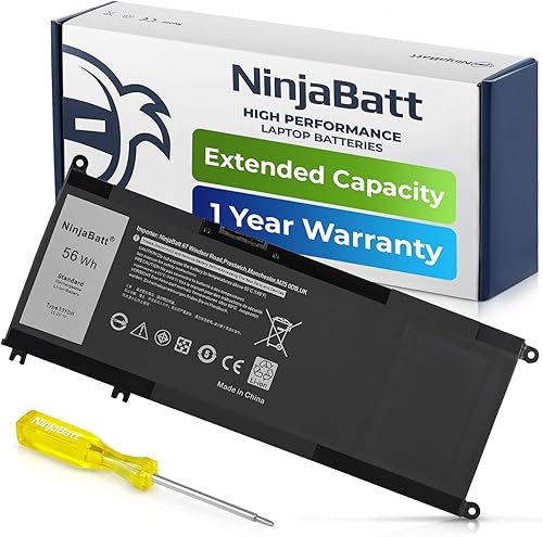 NinjaBatt Batería para Dell 33YDH 17 7000 7779 13 7353 17 7778 15 7778 15 7577 P30E 7786 7773 3779 G5 7588 3579 5587 G7 G3 Latio tude 13 3380 14