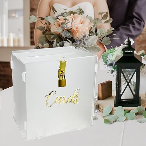Miniatura 4 de Caja de tarjetas de boda con cerradura, cajas de tarjetas transparentes de acrílico para recepción de boda, tarjetero de dinero para bodas, baby