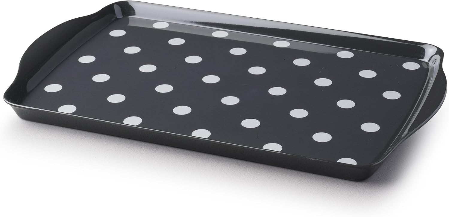 Zeal Melamine Dotty Serving Design Tray (38x24cm) Dark Grey, 39 x 24 x 2 cm