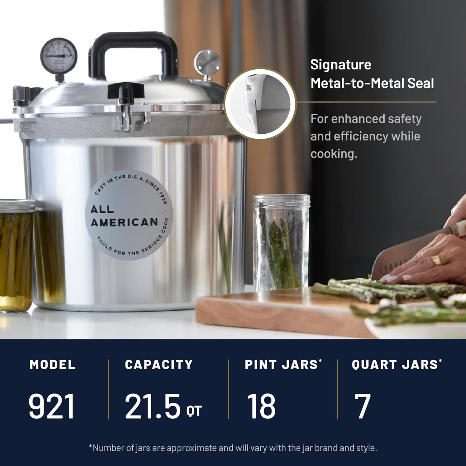 All American 1930: 21.5qt Pressure Cooker/Canner (The 921) + Canning Accessory Kit - Made in the USA
