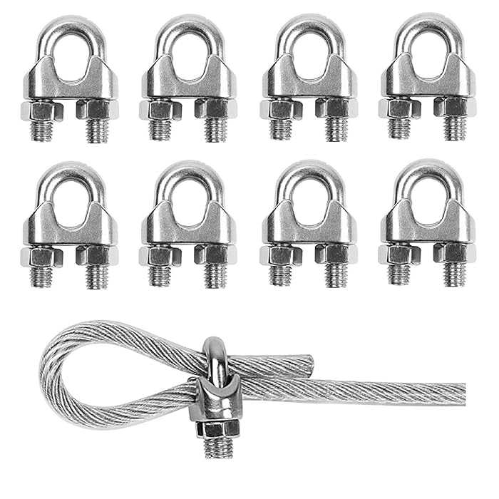 Buy TERF® 8 Pcs Wire Rope Cable Clip Clamps M8 for Ø 8mm (5/16") Wire