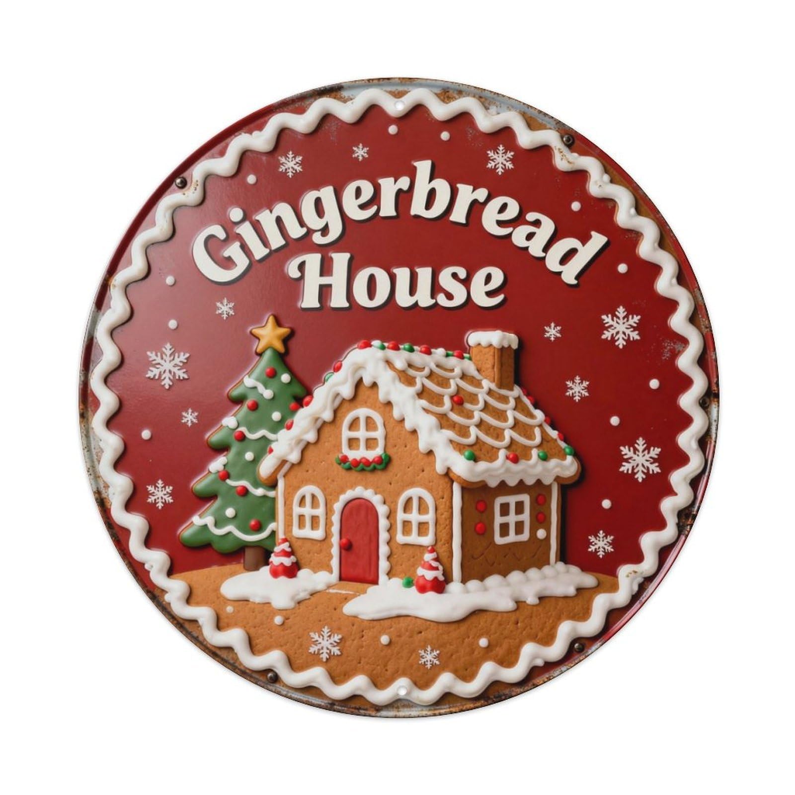Gingerbread House Metal Tin Sign Plaque