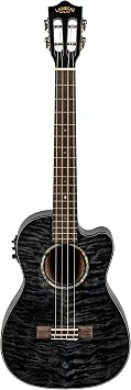 Lanikai Quilted Maple Black Stain Baritone A/E Ukulele with Foam Case QM-BKCEB