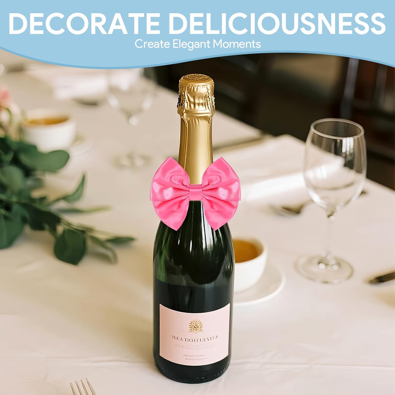 25 Pcs Rose Pink Twist Tie Bows, 3.5 Inch Satin Ribbon Bows for Treats, Premade Gifts Wrap Embellishments for Candy Apple Cake Pop Wedding Favor Shower or Holiday Event Decor - Image 5