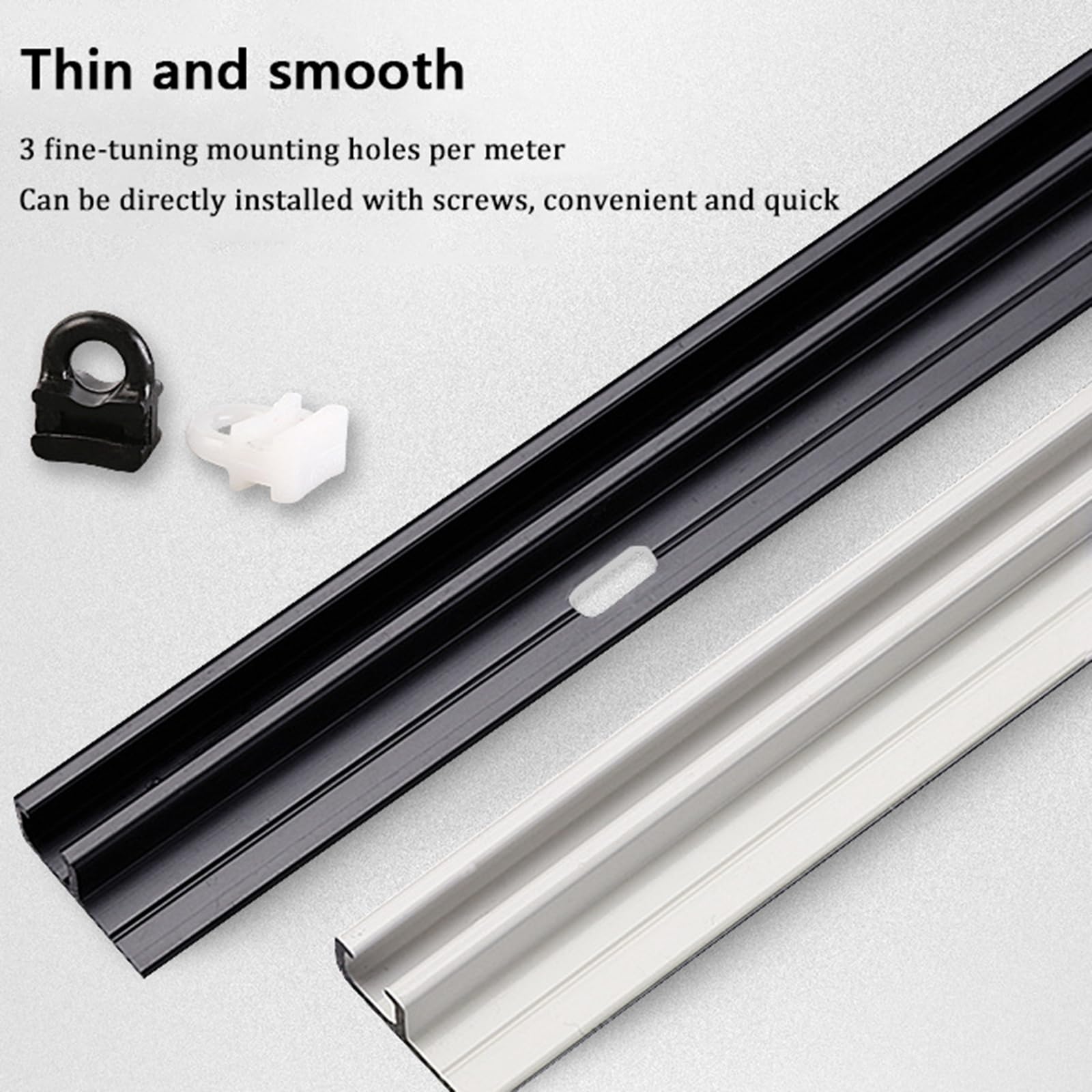 Rail de plafond pour rideaux de 1 à 6 m, système de rail à rideaux en aluminium ultra fin, tringle de séparation de pièce pour salon