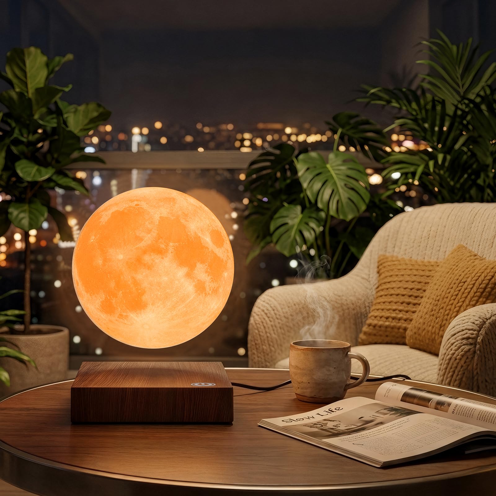 Lampe lune flottante, lampe en lévitation magnétique, 16 couleurs, 15 cm, veilleuse 3D pour décoration de chambre, cadeau d'anniversaire et de Noël pour enfants (16 couleurs)