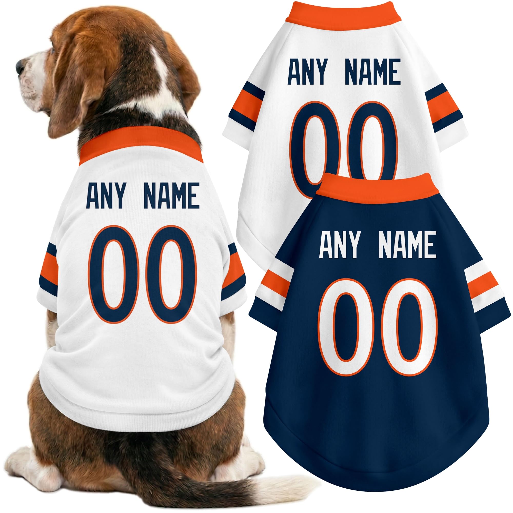 Denver Dog Clothes Jersey Style Custom Pet T Shirt with Personalized Name Number for Small Medium Large Dogs