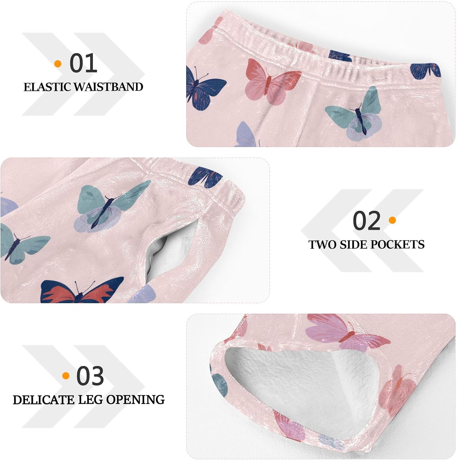 visesunny Colorful Butterflies Boys Pants for Kids Fleece Bottoms Long Jogger Pants Trousers with Pockets Size 6-14Y
