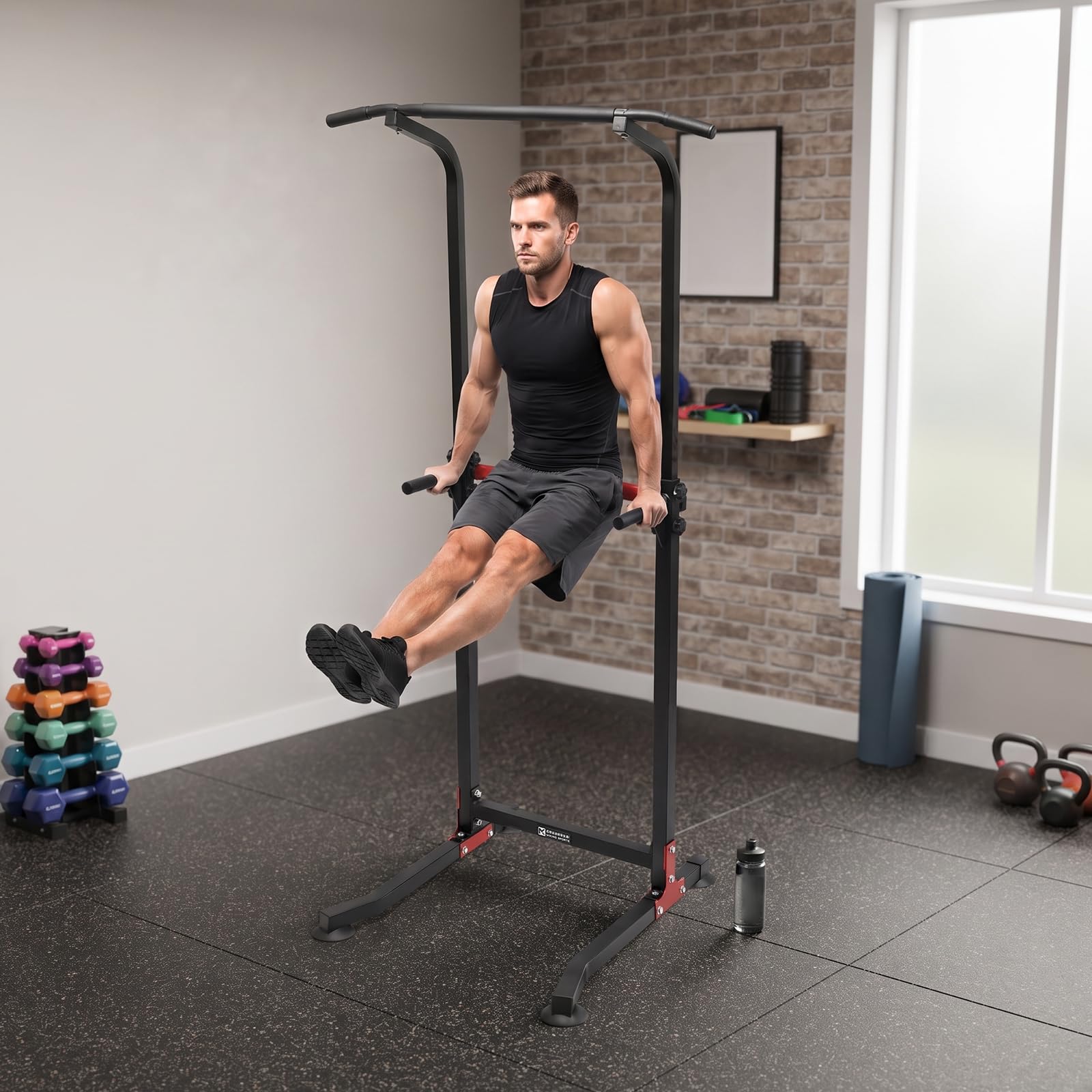 Stazione per trazioni, multifunzione, fino a 150 kg, stazione per trazioni, palestra, attrezzo per allenamento, regolabile in altezza 165-210 cm, per balcone, camera da letto, ufficio, palestra