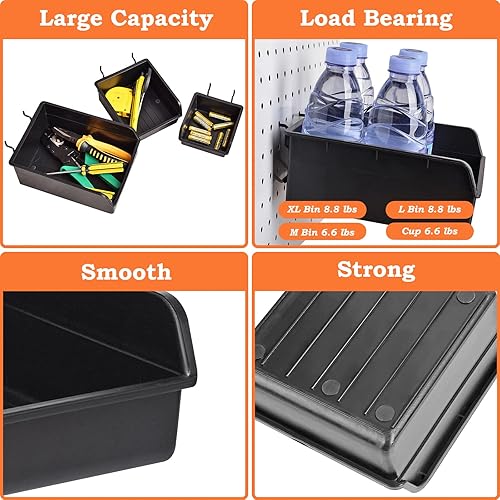 Miniatura 2 de G.CORE Paquete de 12 cubos y tazas para tablero de clavijas, accesorios para tablero de clavijas de 1/8 pulgadas y 1/4 pulgadas, accesorios de