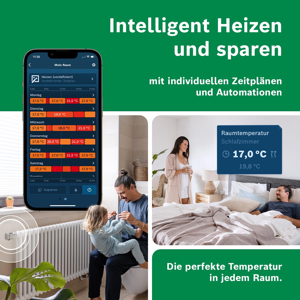 Bosch Smart Home Heizkörper-Thermostat II [+M], smartes Heizkörperthermostat für intelligentes Heizen & Energiesparen, mit Matter, App-Steuerung, kompatibel mit Apple Home, Google Home, Alexa, 3er Set
