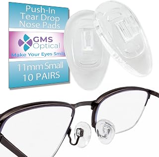 Push-in Nose Pads Teardrop 11mm Small, 10 Pairs Nose Pads for Glasses