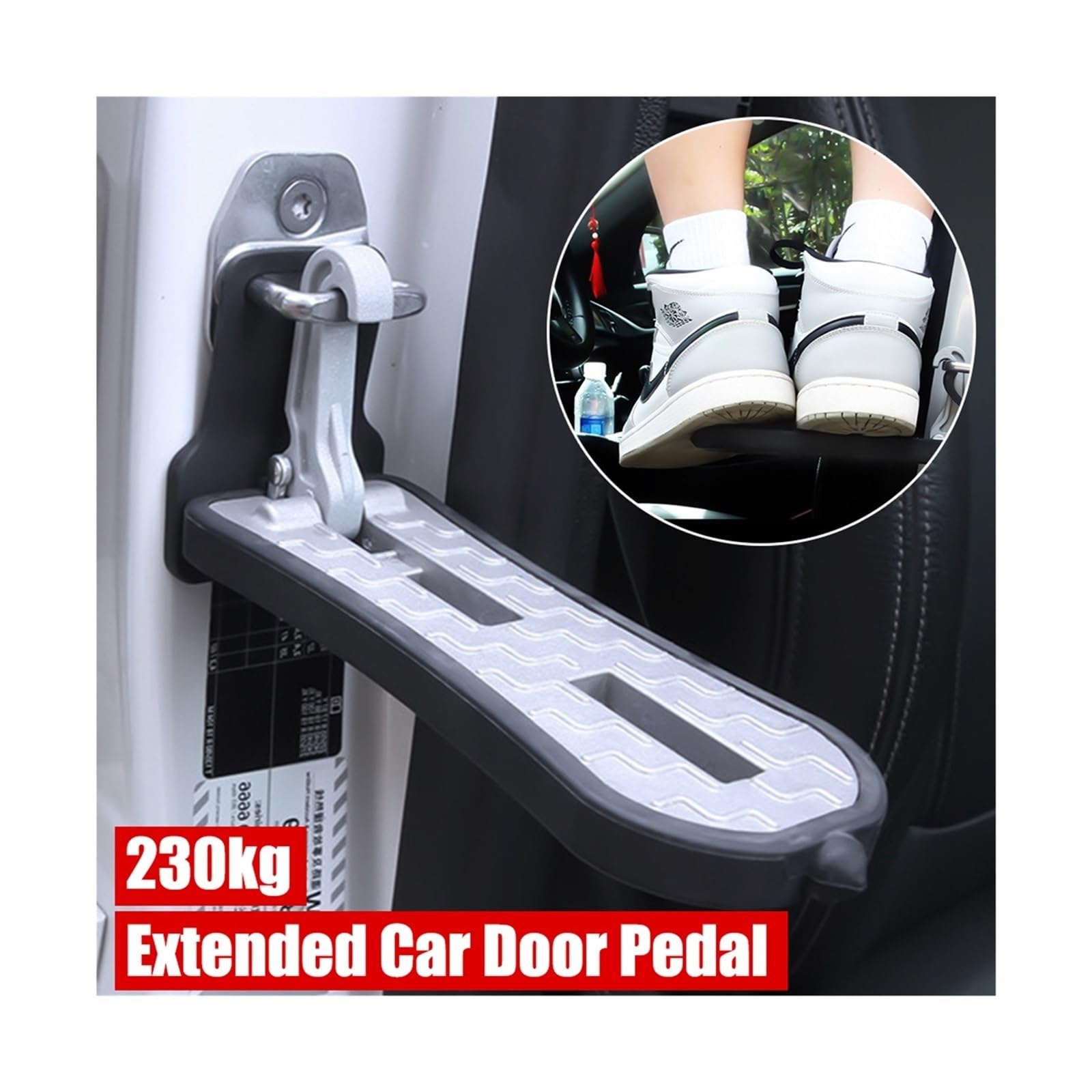 230 kg Heavy Duty Car Door | 2 w 1 Roof Rack Latch Hook Step & Emergency Hammer | Przedłużenie pedałów do SUV, ciężarówek, vanów | uniwersalne akcesoria samochodowe (czarny)