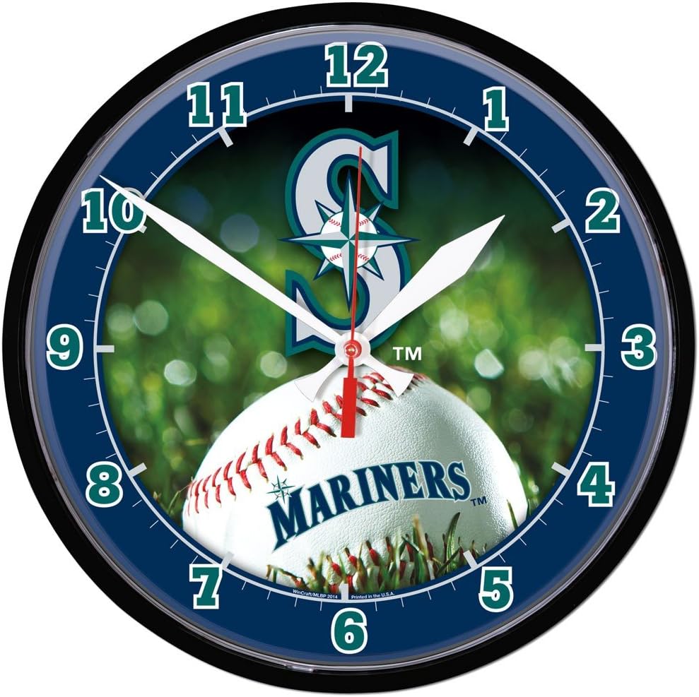 Wincraft MLB 2936114 Seattle Mariners Round Wall Clock, 12.75"