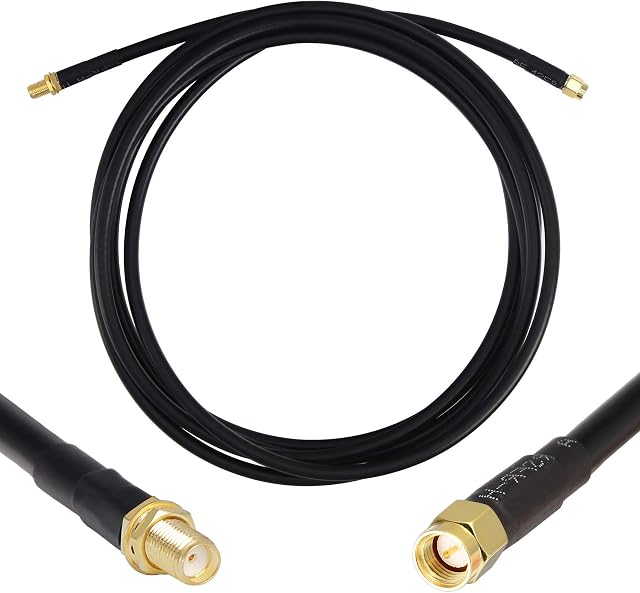 GEMEK 3m Low-Loss Coaxial Extension Cable (50 Ohm) SMA Male to SMA Female Connector, Pure Copper Coax Cables - Antenna Lead Extender for 3G/4G/5G/LTE/ADS-B/Ham/GPS/WiFi/RF Radio Use (Not for TV)