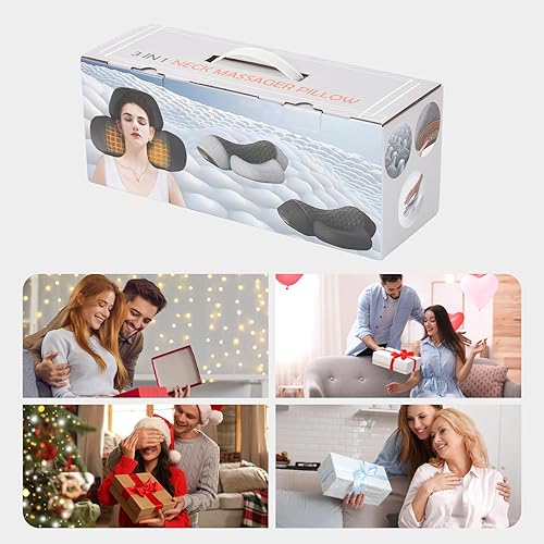 Miniatura 8 de Almohada masajeadora de cuello recargable 3 en 1 para aliviar el dolor de tejido profundo con calor, masajeador de tracción, vibración, corrector de