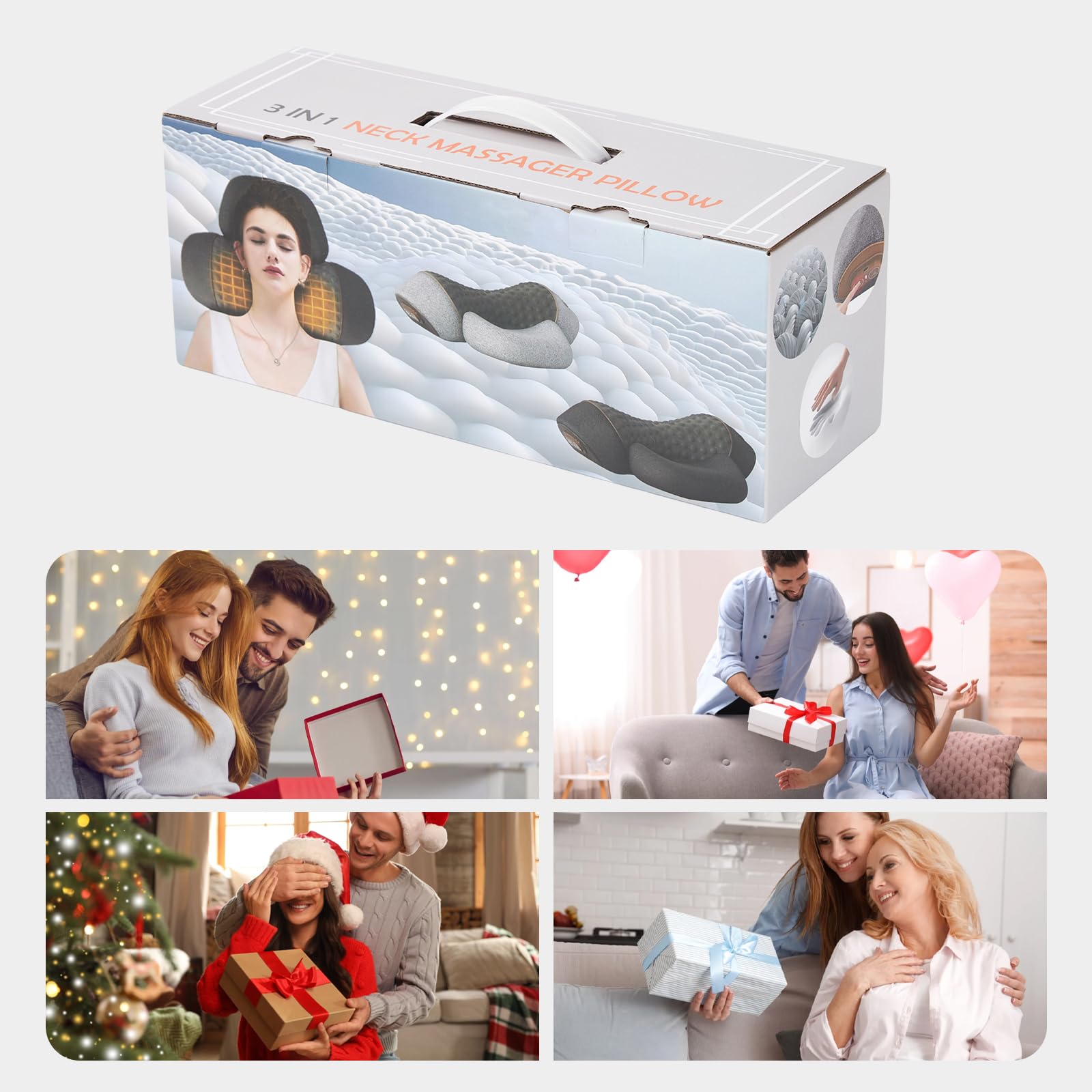 3-in-1 Rechargeable Neck Massager Pillow with Heating & Traction, Deep Tissue Pain Relief, Shoulder & Neck Hump Corrector for Men Women, Gifts for Family and Friends — view 8