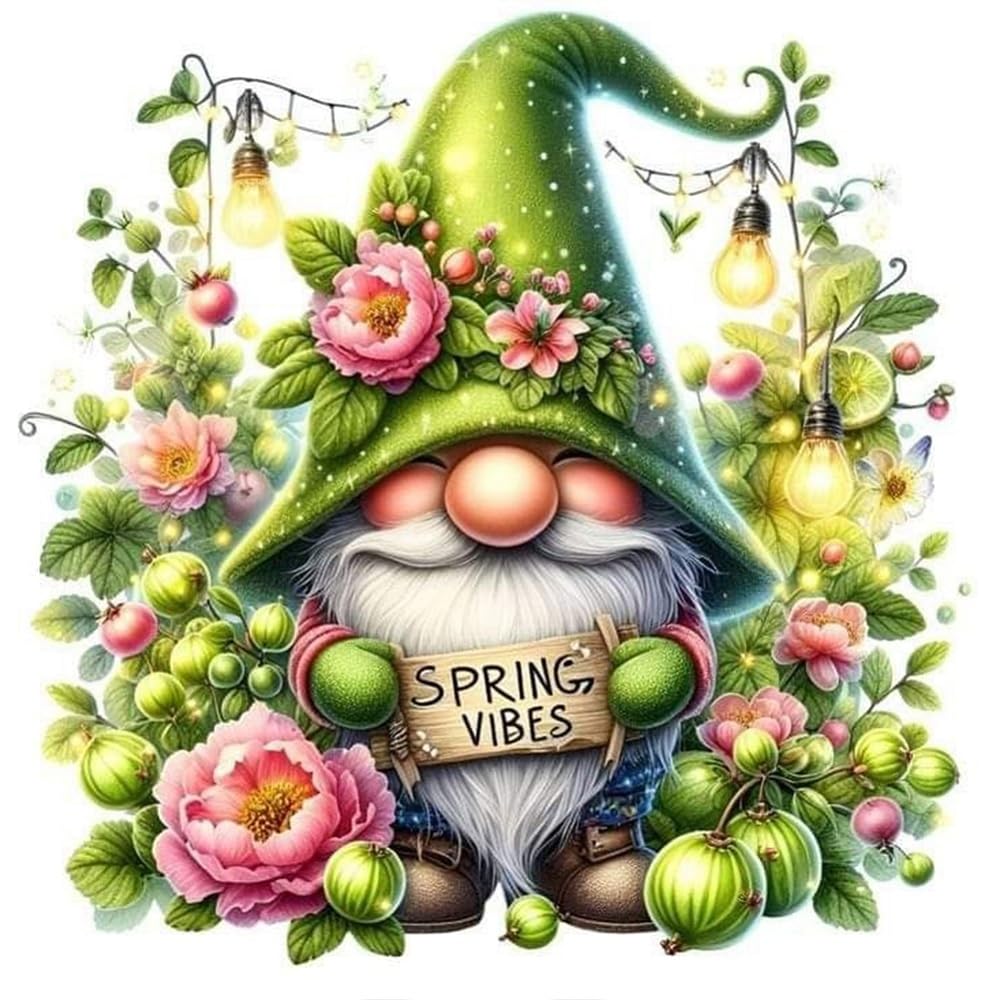 Gnome Stamped Cross Stitch Kits for Adults Beginners, 11CT Pre-Printed Embroidery Fabric with Thread, Needlepoint Craft Set for Home Kitchen Wall Decor, DIY Hobby Gift(40 * 40cm)