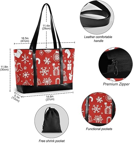 Miniatura 4 de Merry Christmas Icon Red Large Capacity laptop purse for women 14 with zipper large work bags for women for mom with diaper estuche para laptop 14
