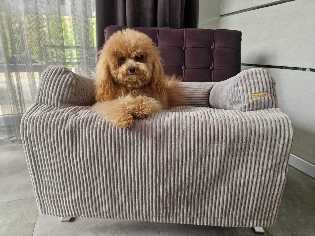 Velinda Hundebett Hundeschlafplatz Hundesofa Hundeliege Schutzmatte für Sofa Sofaschutz (Farbe: cremefarben-b (Cord))