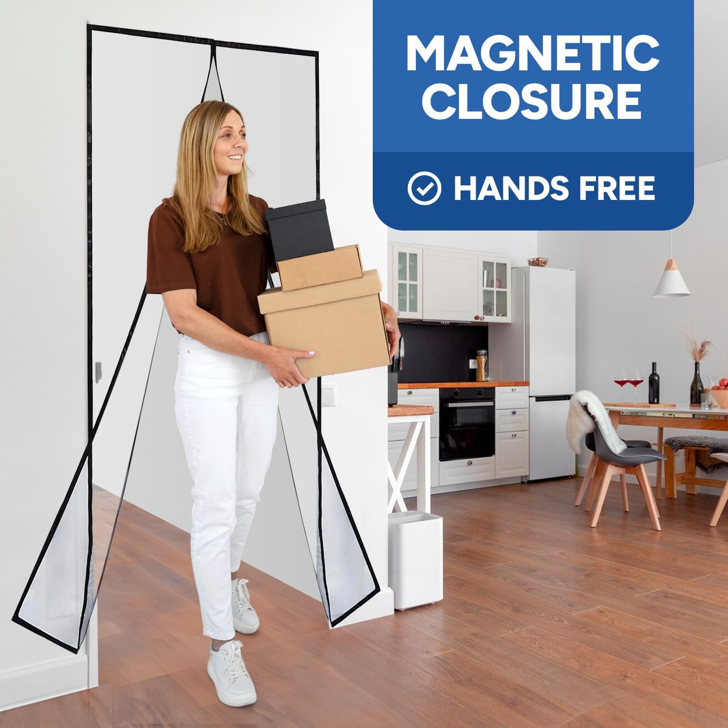 Temporary Doors with Magnetic Closure for Homes and Renovations, Easy Install, Removable, Temperature Protection Insulated Doorway Curtains, Magnetic Thermal Insulated Door Curtain