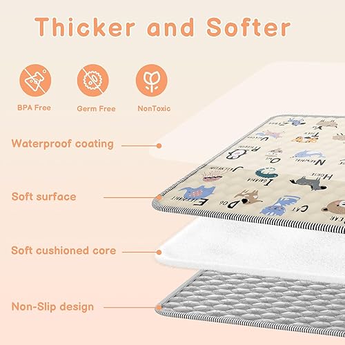 Miniatura 3 de Tapete de juego para bebés de 50 x 50 pulgadas, tapete antideslizante suave y grueso para bebé, plegable y lavable a máquina