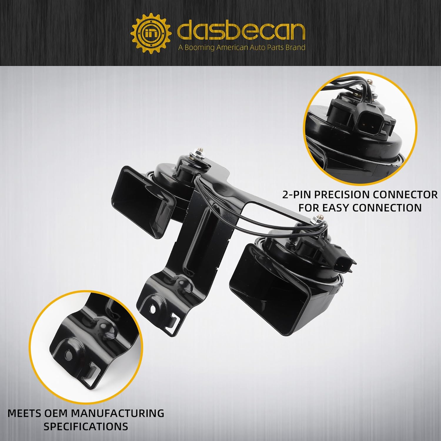 Dasbecan Horn Assembly With Bracket Compatible with Ford Explorer 2016 2017 2018 2019 2.3L L4 3.5L 3.7L V6 Replace# GB5Z-13832-A