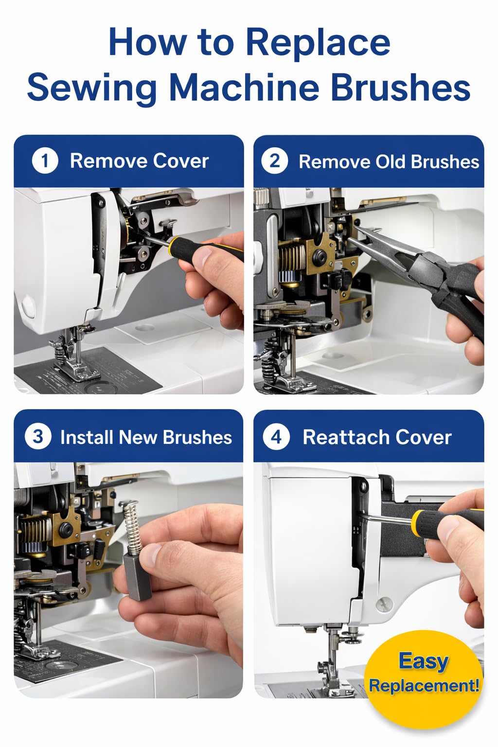 SSKR Sewing Machine Motor Carbon Brush | Motor Carbon Brush with Spring | Compatible with Most Domestic Sewing Machines | Pack of 4 Pcs — Amazon image 5