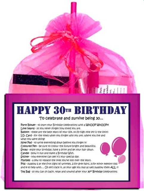 30th Birthday Survival Kit Gift Card Pink for Women friend sister daughter bestie