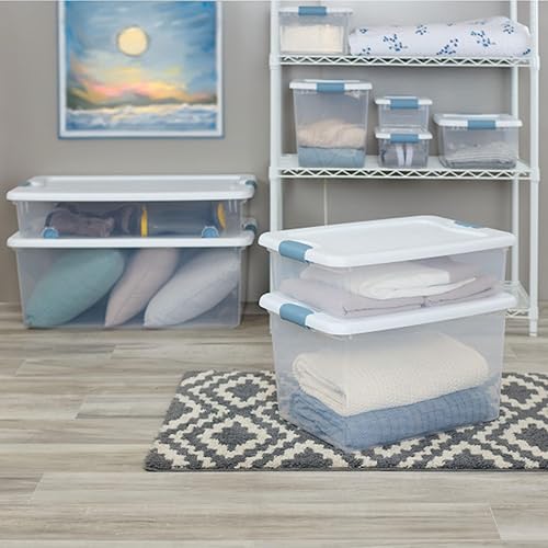 Vista 88 de Sterilite - Caja de almacenamiento de 6 cuartos de galón con tapa y pestillo, contenedor apilable de plástico para organizar zapatos en estantes