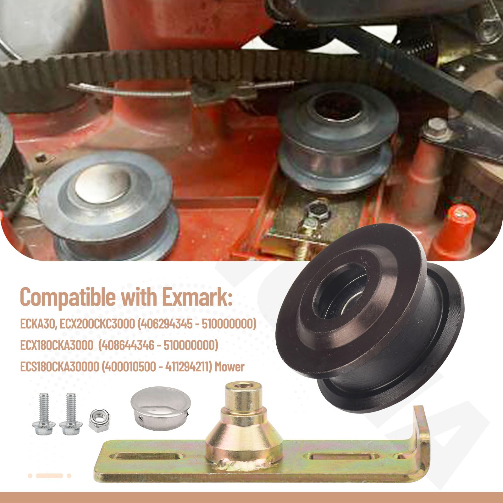 ZHONGXIA 126-7890 Pulleys and Idler Kit & 120-3335 Belt Compatible with to-ro Timemaster/Turfmaster, Ex-Mark 131-4506 126-0316 126-7890 20977 20975 22205TE ECKA30