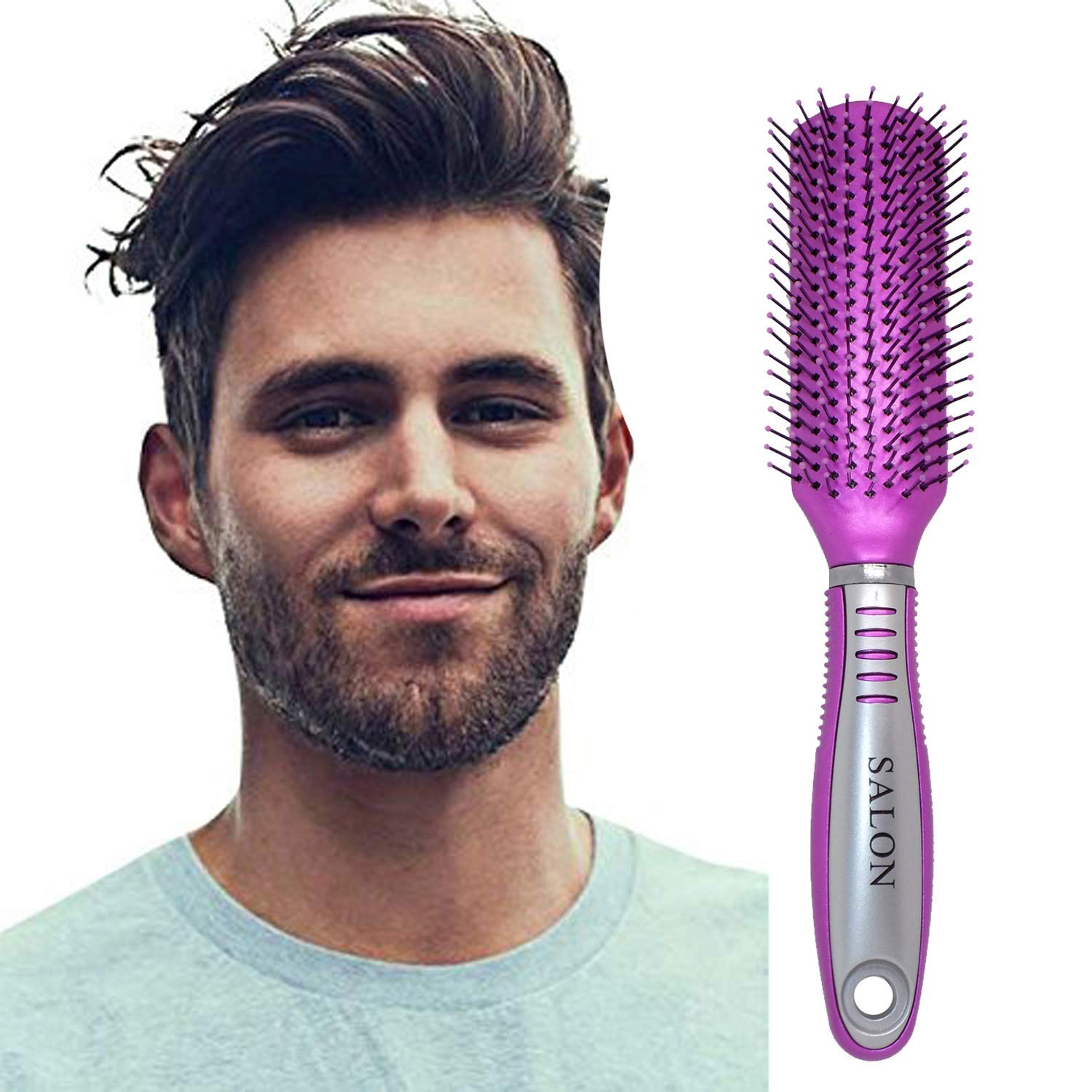 Wizme Styling Flat Hair Brush With Handle For Men and Women 20 Grams Pack Of 1 (Pink)