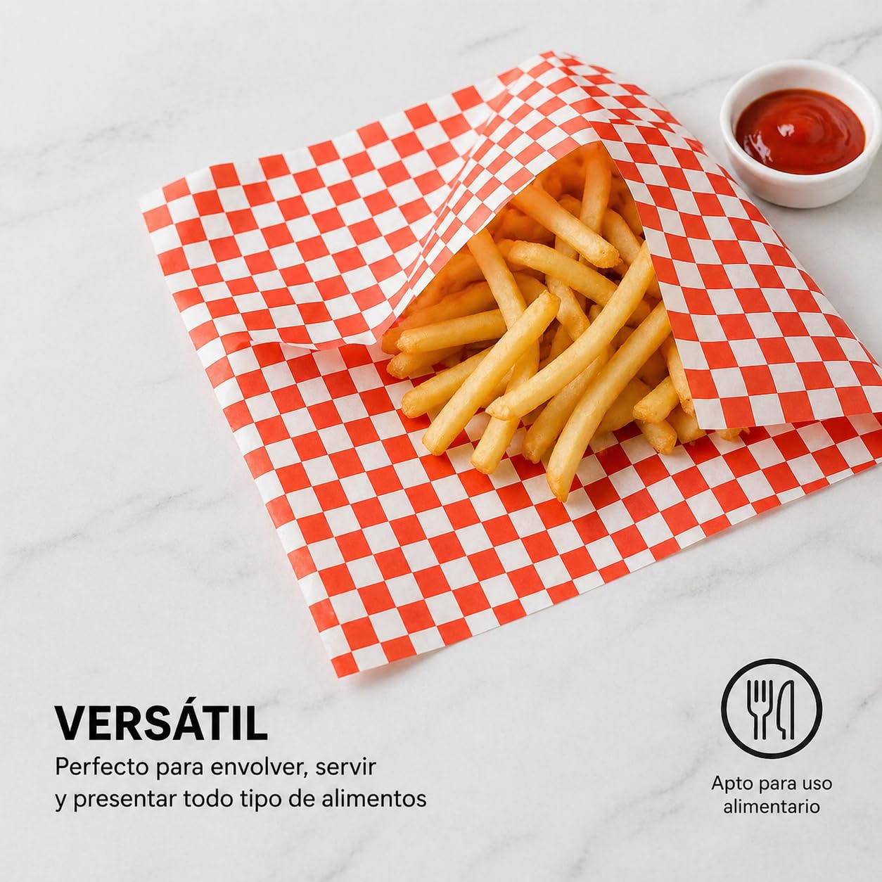 Pack 1000 Unidades de Papel Antigrasa para envolver alimentos - 31x28 cm - Especial para Basket Chips y Cualquier Tipo de Recipiente (BLANCO 1)