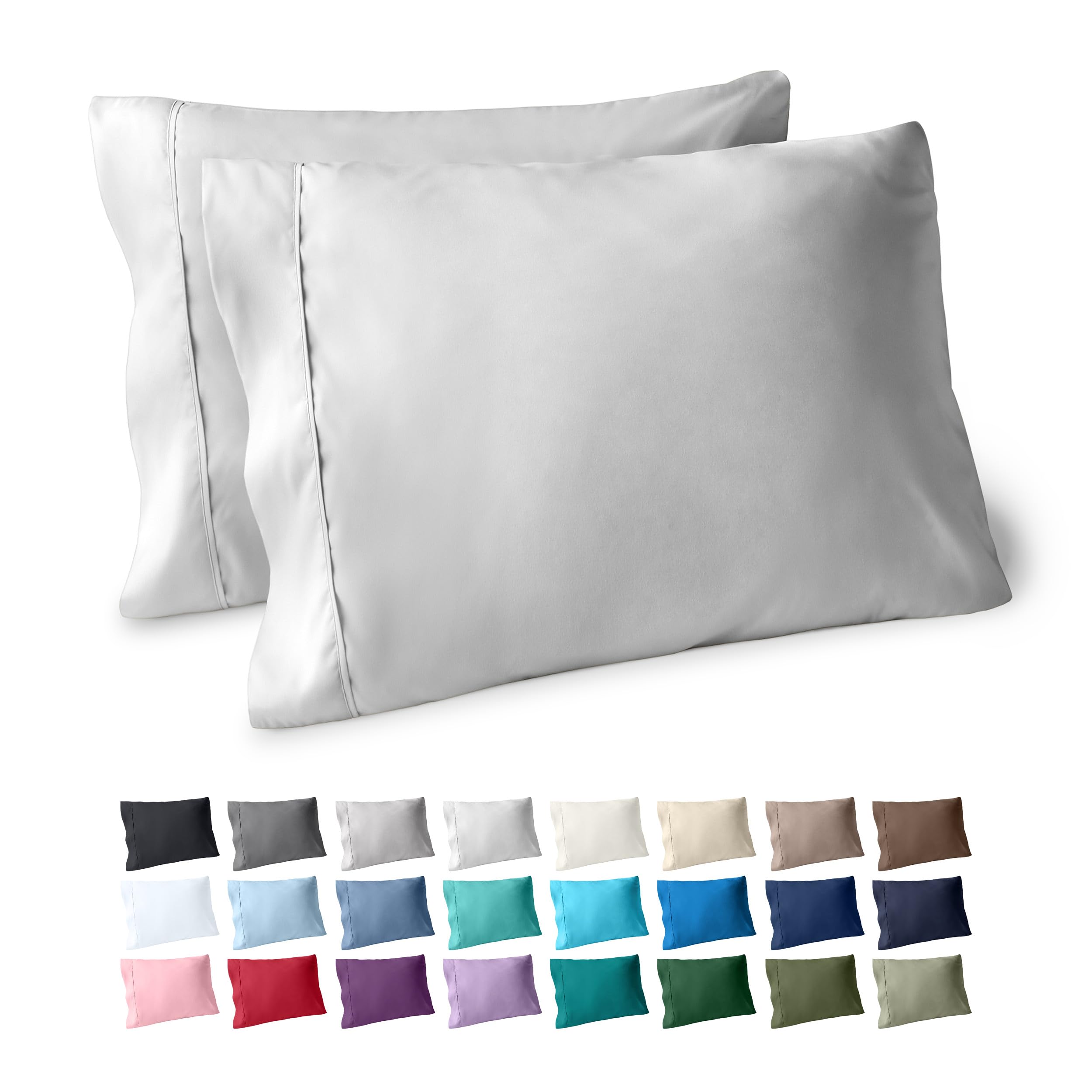Bare Home Microfiber Pillow Cases - King Size Set of 2 - Cooling Pillowcases - Double Brushed - Light Grey Pillowcases 2 Pack - Easy Care (King Pillowcase Set of 2, Cloud Grey)