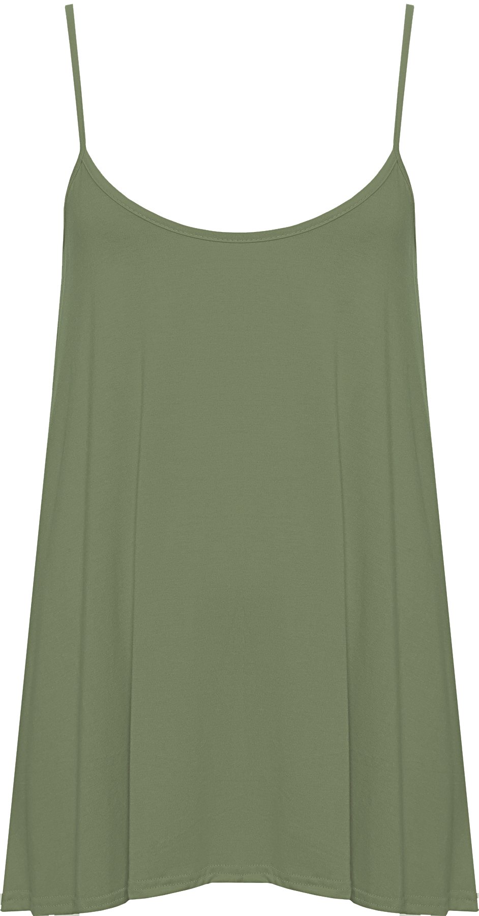 Wearall Women's Khaki Plus Size Plain Strappy Sleeveless Swing Cami Vest Top - 16-18
