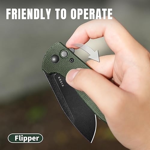 Miniatura 10 de Kizer Amicus Cuchillo de bolsillo pequeño, 2.95 pulgadas 9Cr18MoV hoja de acero, mango negro G10 plegable EDC cuchillo L3002A1