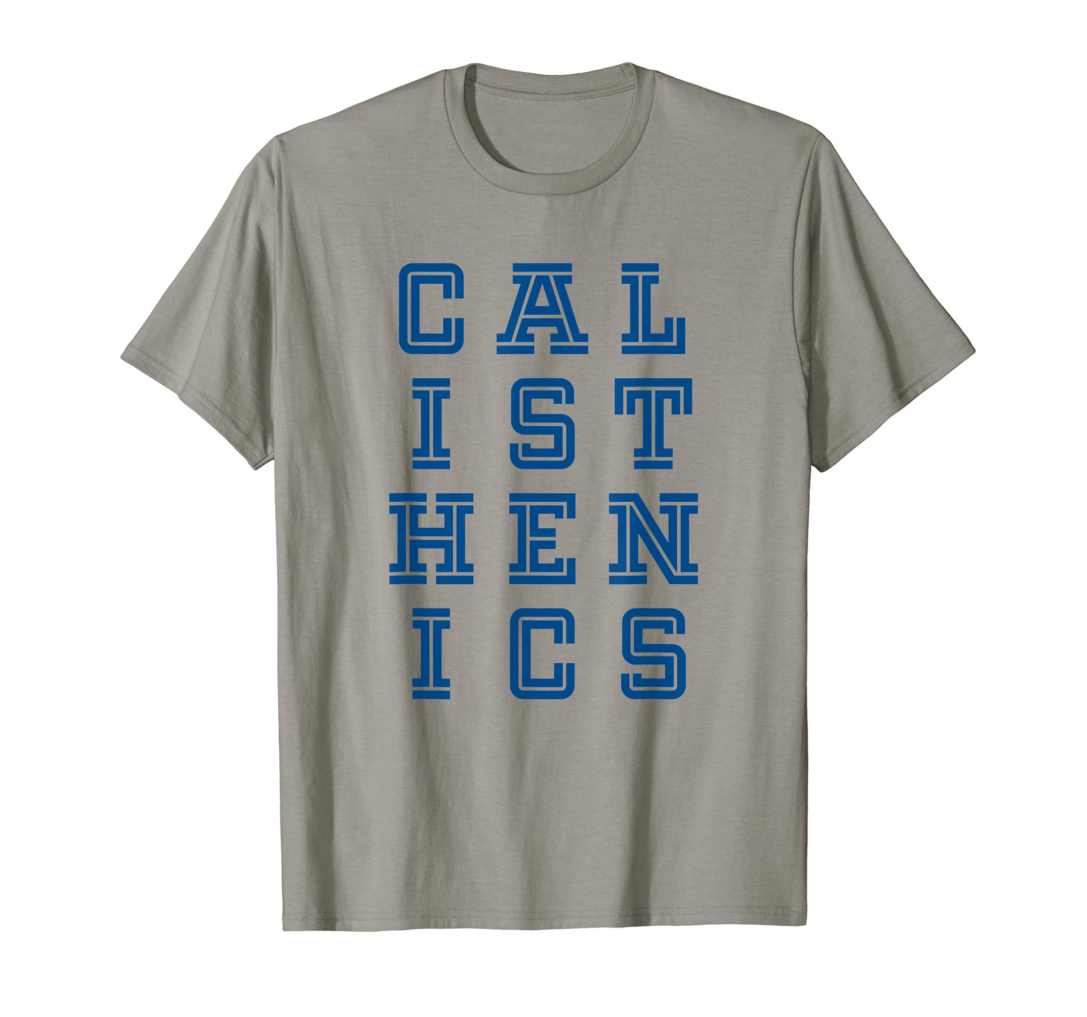 Calisthenics T-Shirt - Cobalt Blue Vertical Text Design
