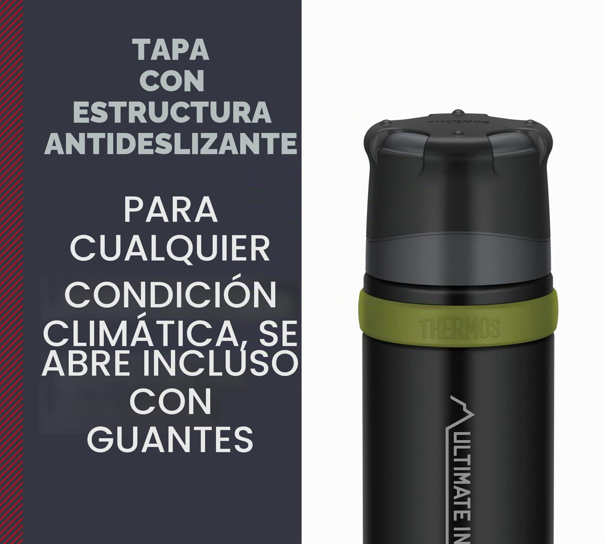 THERMOS Botella, Acero Inoxidable, Charcoal Black Mat, 0,7 Liter
