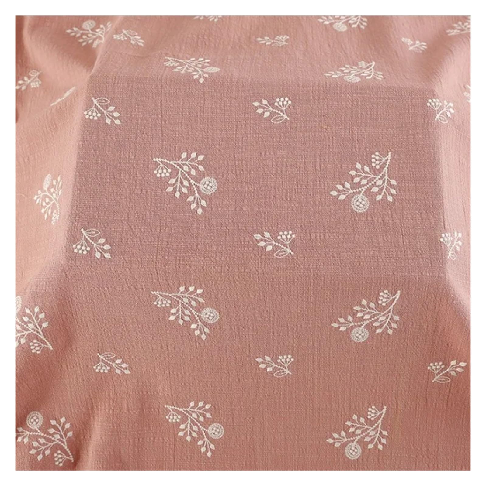 Falda De Algodón Flameada Bordada A Mano, Estilo Pastoral, Tela De Ropa Cortada A Medida(Pink)