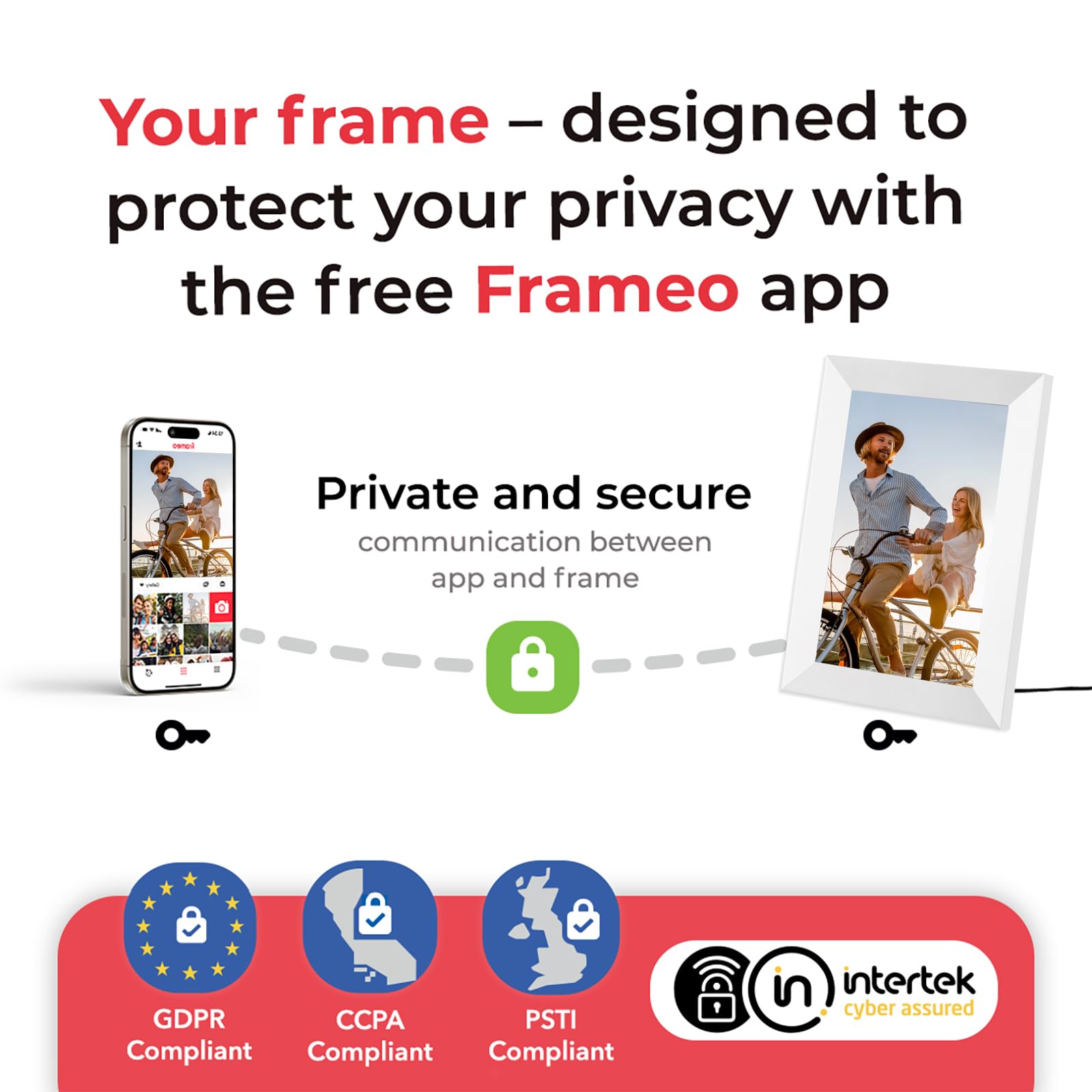 Frameo - Marco de Fotos Digital WiFi de 10.1 Pulgadas con Ranura para Tarjeta SD de 32 GB de Almacenamiento, visualización táctil IPS, rotación automática de Diapositivas, Compartir Videos