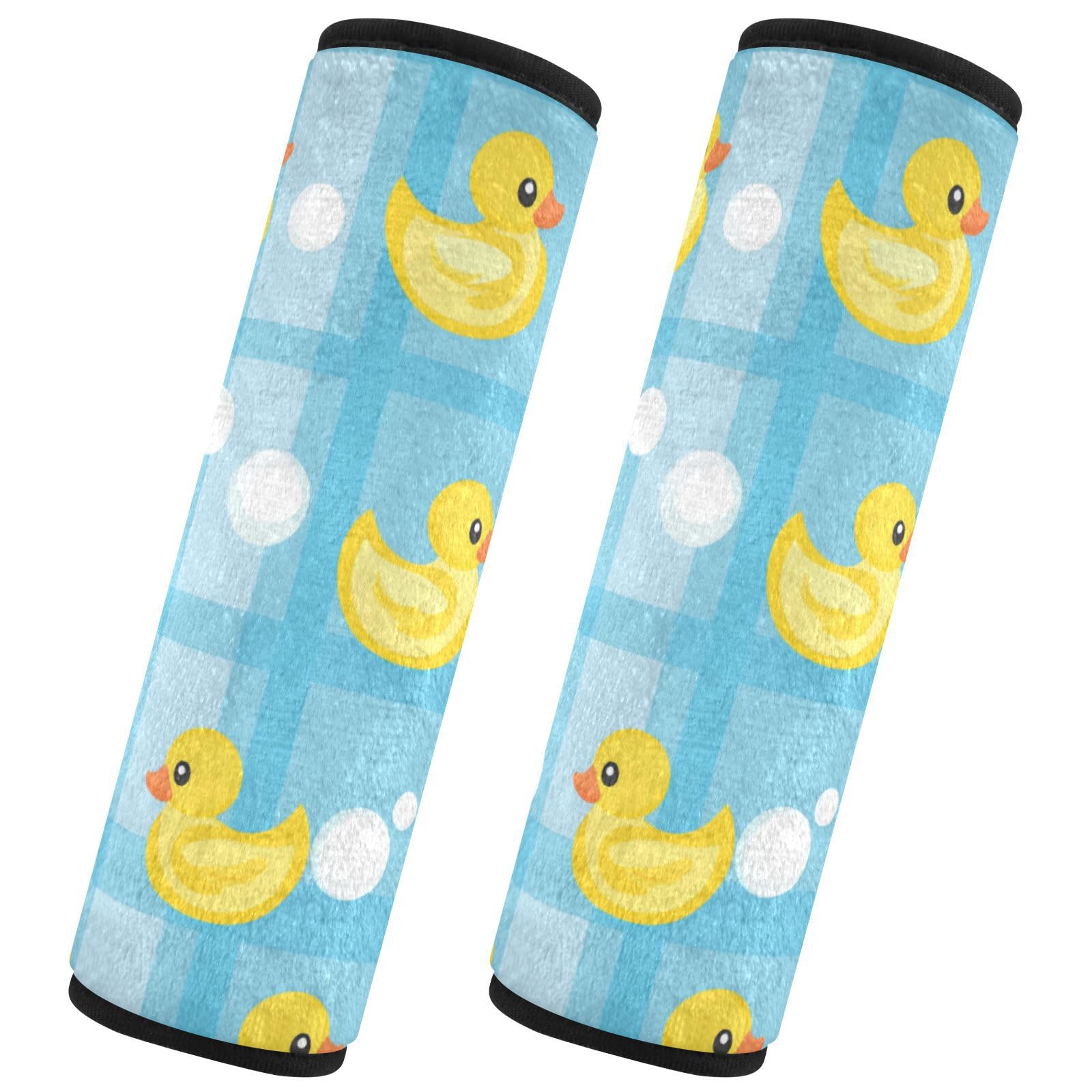 Seat Belt Covers 2 Pack Ducks Car Seat Strap Covers Super Soft Blue Plaid Car Seat Neck Cover for Boys Girls Adults Babies M