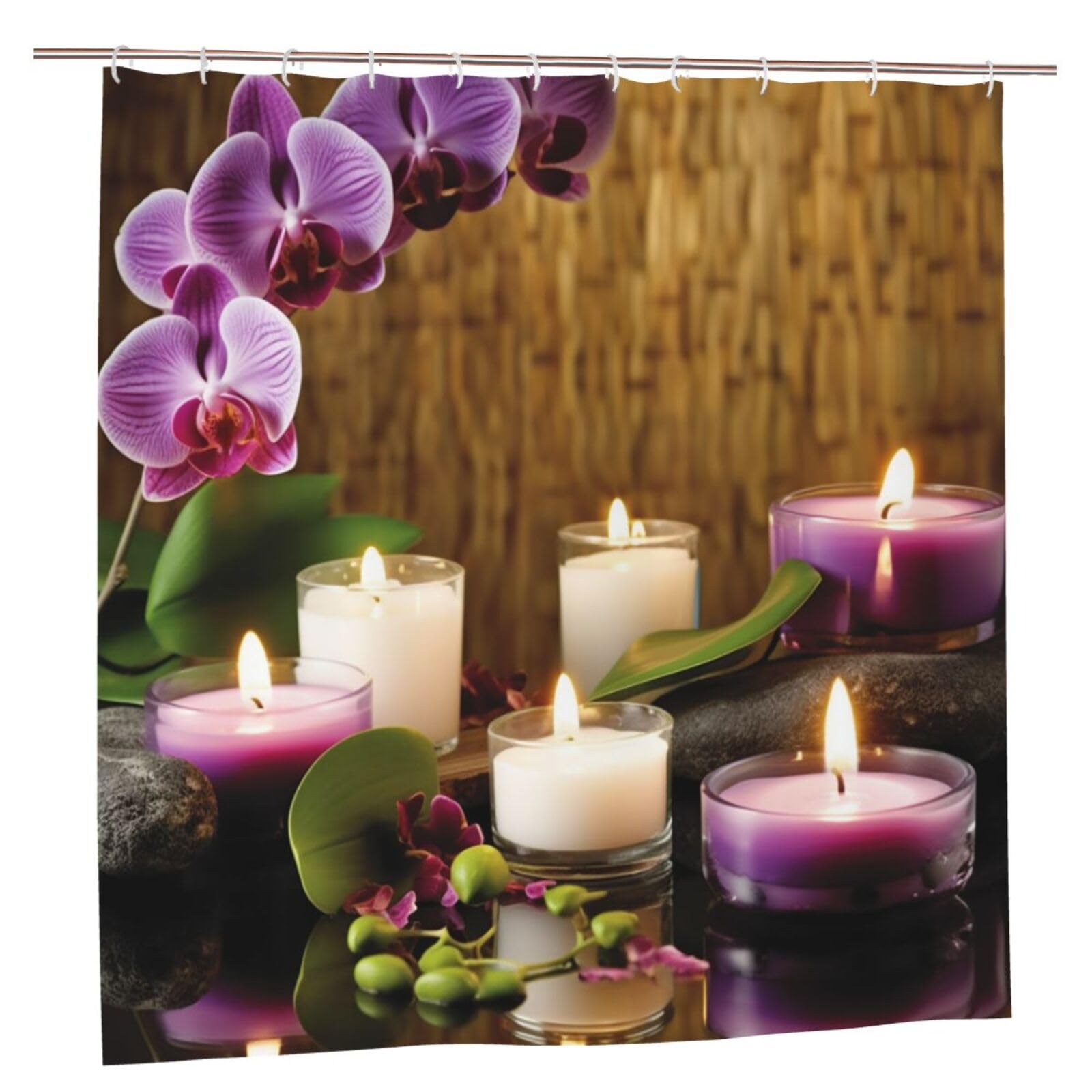 Rideau de douche orchidée zen étanche 183x183 en tissu lourd durable